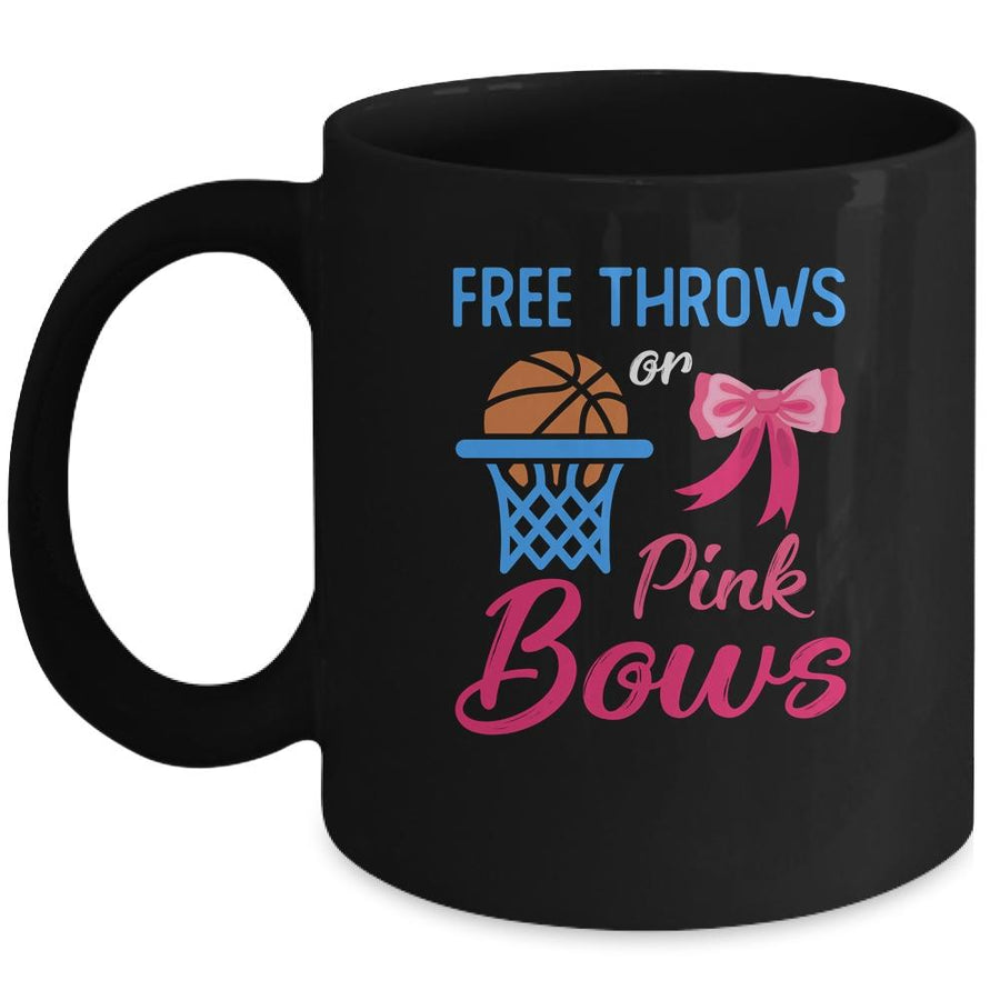 Free Throws Or Pink Bows Pregnant Gender Reveal Party Mug-Coffee Mug-Mug-Black