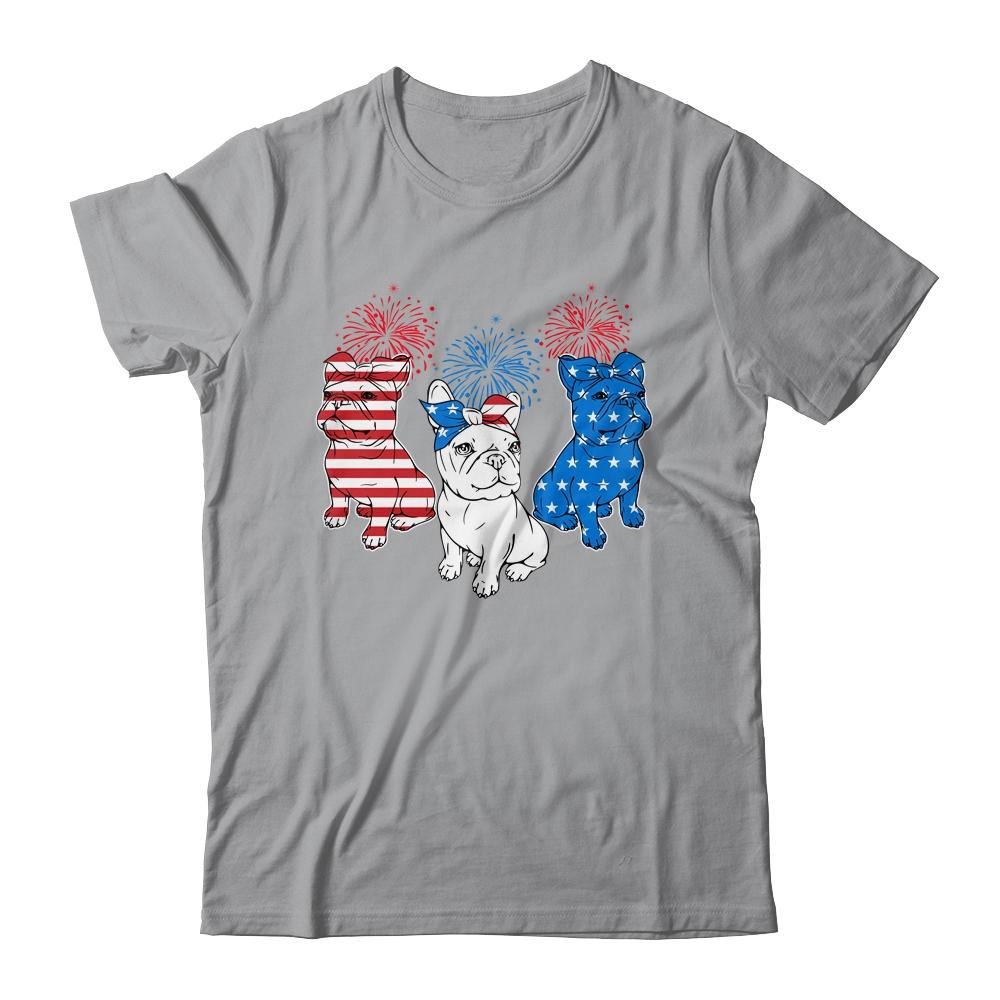 French Bulldog American Flag 4th Of July Independence Day-T-Shirt & Tank Top-Classic T-Shirt-Sport Grey