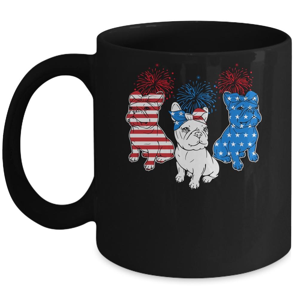 French Bulldog American Flag 4th Of July Independence Day Mug-Coffee Mug-Mug-Black