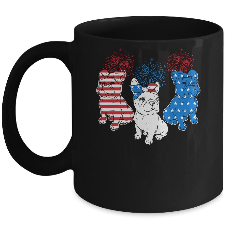 French Bulldog American Flag 4th Of July Independence Day Mug-Coffee Mug-Mug-Black