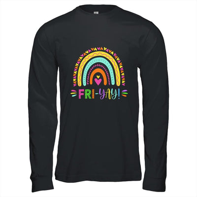 Fri-Yay Funny Teacher Weekend Back To School-T-Shirt & Hoodie-Long Sleeve T-Shirt-Black