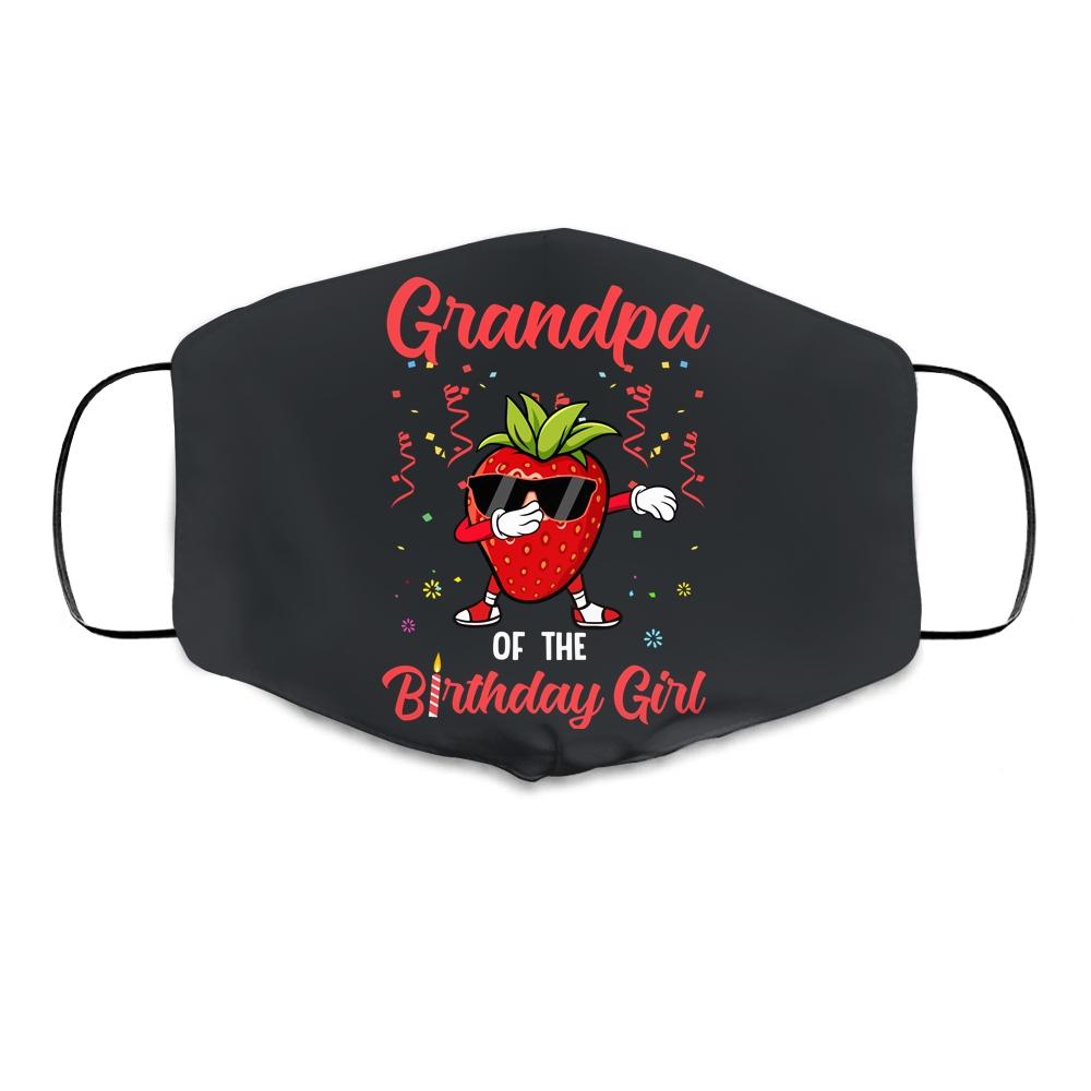 Fruit Lovers Grandpa of the Birthday Girl Strawberry Cloth Face Mask-Cloth Face Mask-Cloth Face Mask-Black