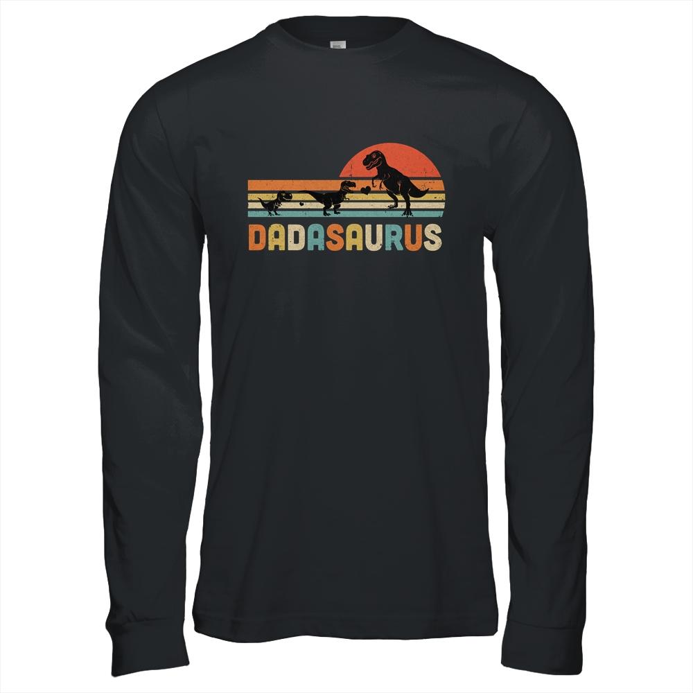 Fun Dadasaurus T-Rex Dinosaurs For Dad Father's Day-T-Shirt & Hoodie-Long Sleeve T-Shirt-Black