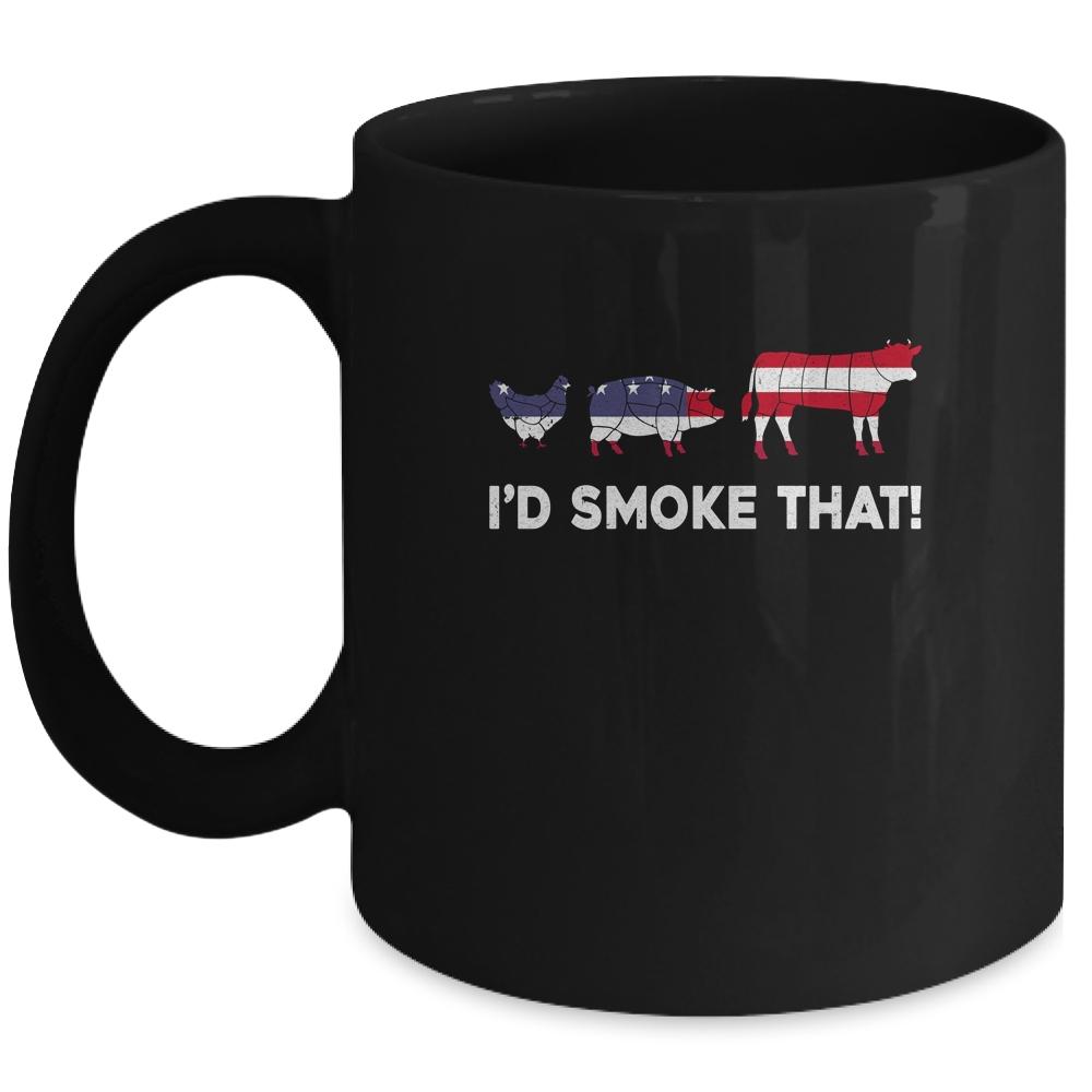Funny BBQ I'd Smoke That Meat Grill Chef Gift Mug-Coffee Mug-Mug-Black