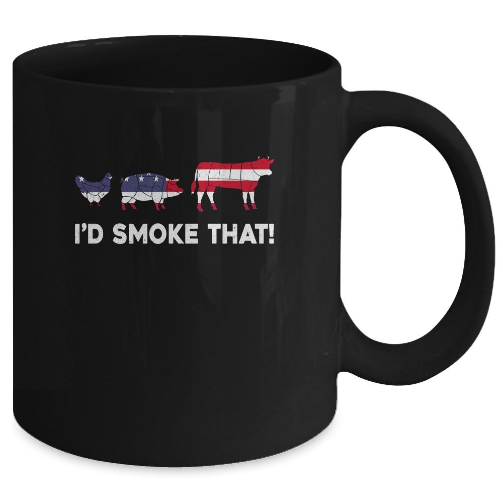Funny BBQ I'd Smoke That Meat Grill Chef Gift Mug-Coffee Mug-Mug-Black