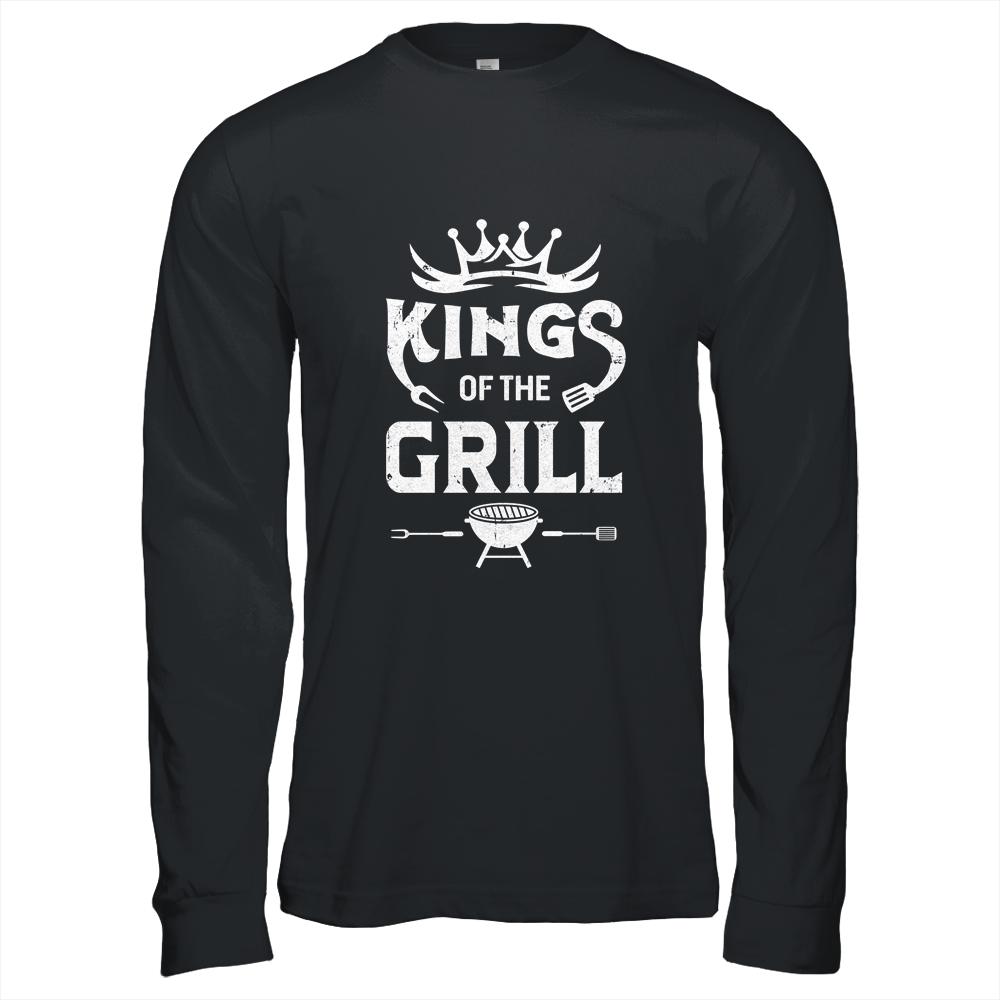 Funny BBQ Mens Chef Gift For Him King Of The Grill-T-Shirt & Hoodie-Long Sleeve T-Shirt-Black