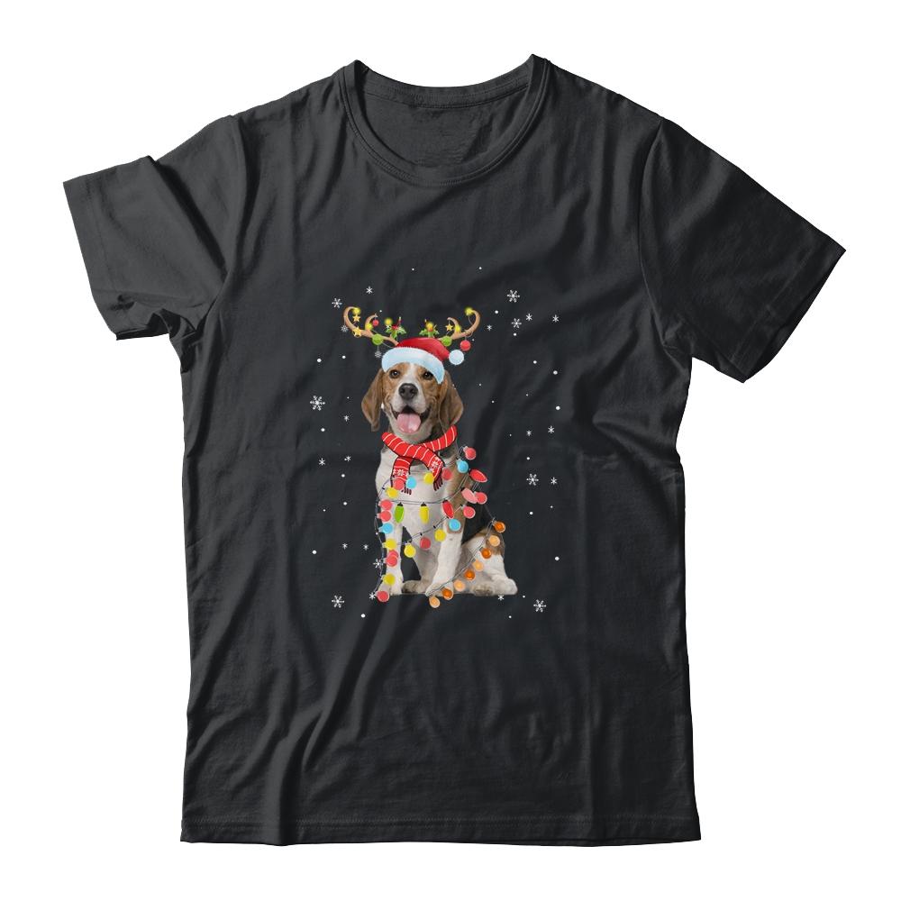 Funny Beagle Christmas Tree Santa Reindeer Pajamas-T-Shirt & Sweatshirt-Classic T-Shirt-Black