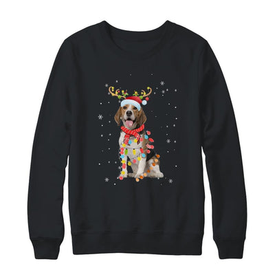 Funny Beagle Christmas Tree Santa Reindeer Pajamas-T-Shirt & Sweatshirt-Crewneck Sweatshirt-Black