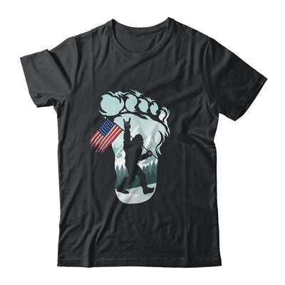 Funny Bigfoot Rock And Roll USA Flag For Believers-T-Shirt & Hoodie-Classic T-Shirt-Black