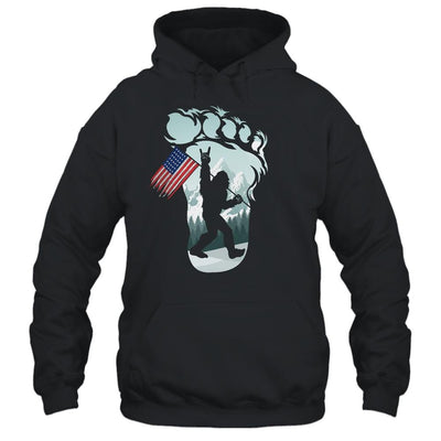 Funny Bigfoot Rock And Roll USA Flag For Believers-T-Shirt & Hoodie-Pullover Hoodie-Black
