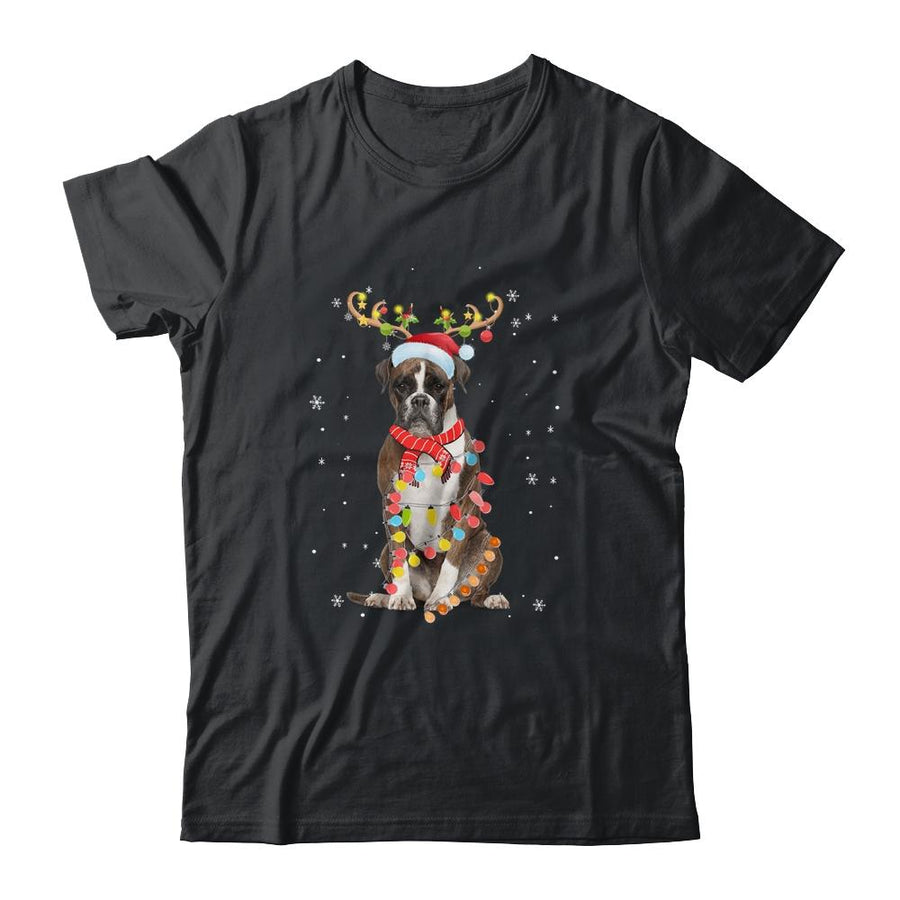 Funny Boxer Christmas Tree Santa Reindeer Pajamas-T-Shirt & Sweatshirt-Classic T-Shirt-Black