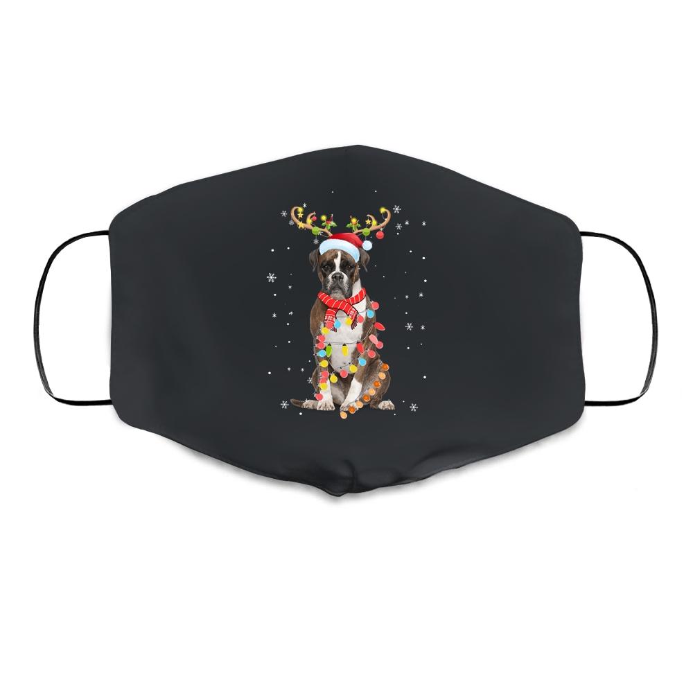 Funny Boxer Christmas Tree Santa Reindeer Pajamas Cloth Face Mask