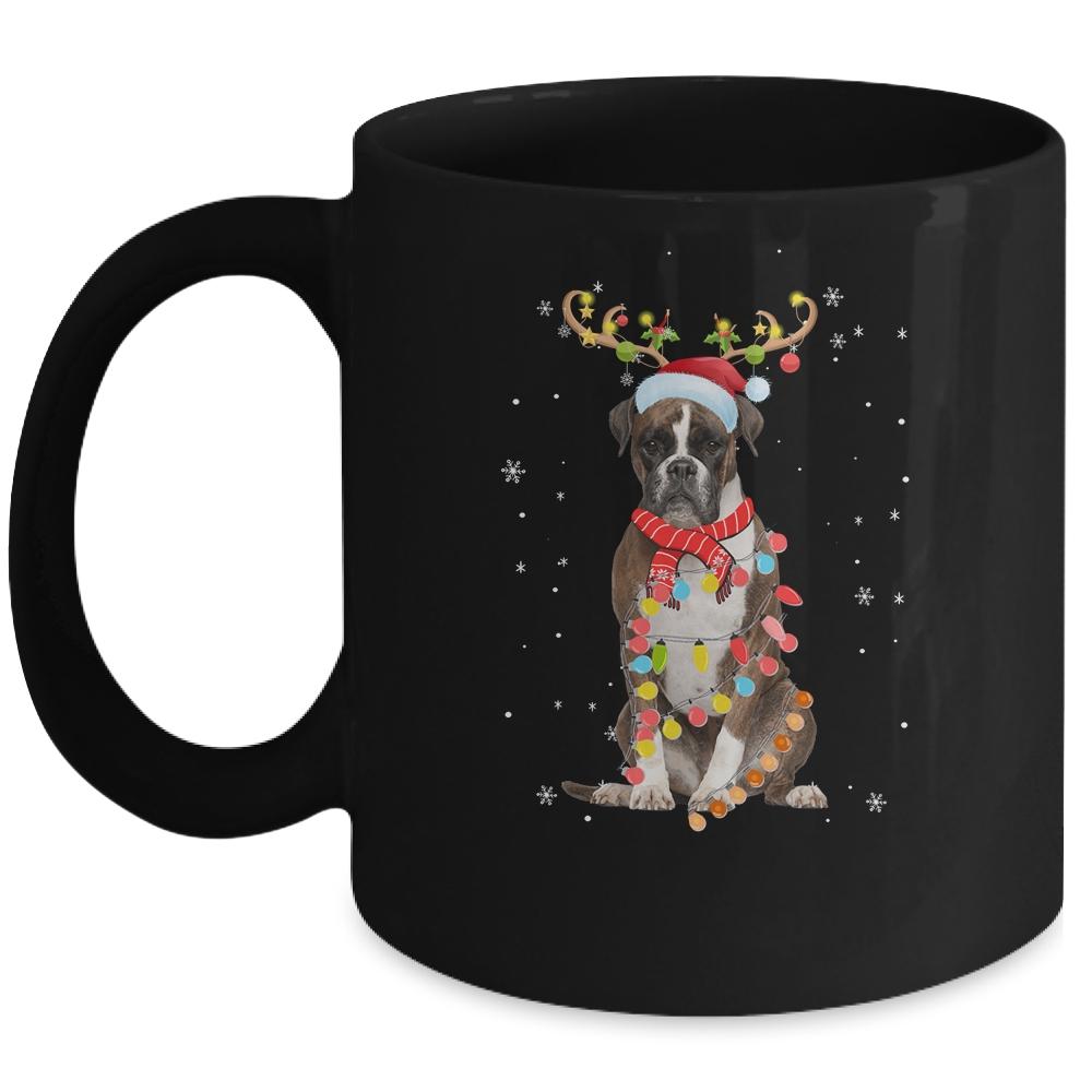 Funny Boxer Christmas Tree Santa Reindeer Pajamas Mug-Coffee Mug-Mug-Black