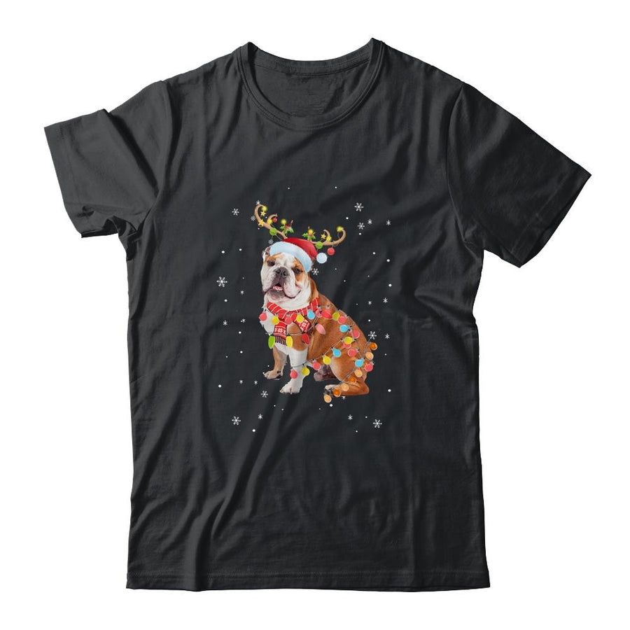 Funny Bulldog Christmas Tree Santa Reindeer Pajamas-T-Shirt & Sweatshirt-Classic T-Shirt-Black