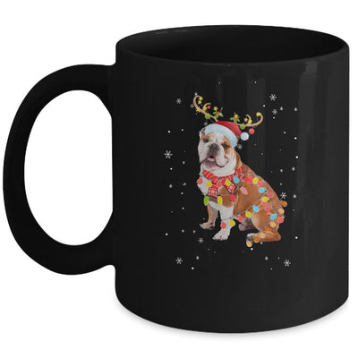 Funny Bulldog Christmas Tree Santa Reindeer Pajamas Mug-Coffee Mug-Mug-Black