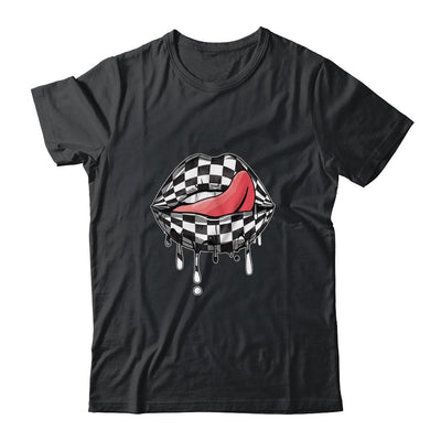 Funny Checkered Black White Lip Cute Checkerboard Women-T-Shirt & Tank Top-Classic T-Shirt-Black