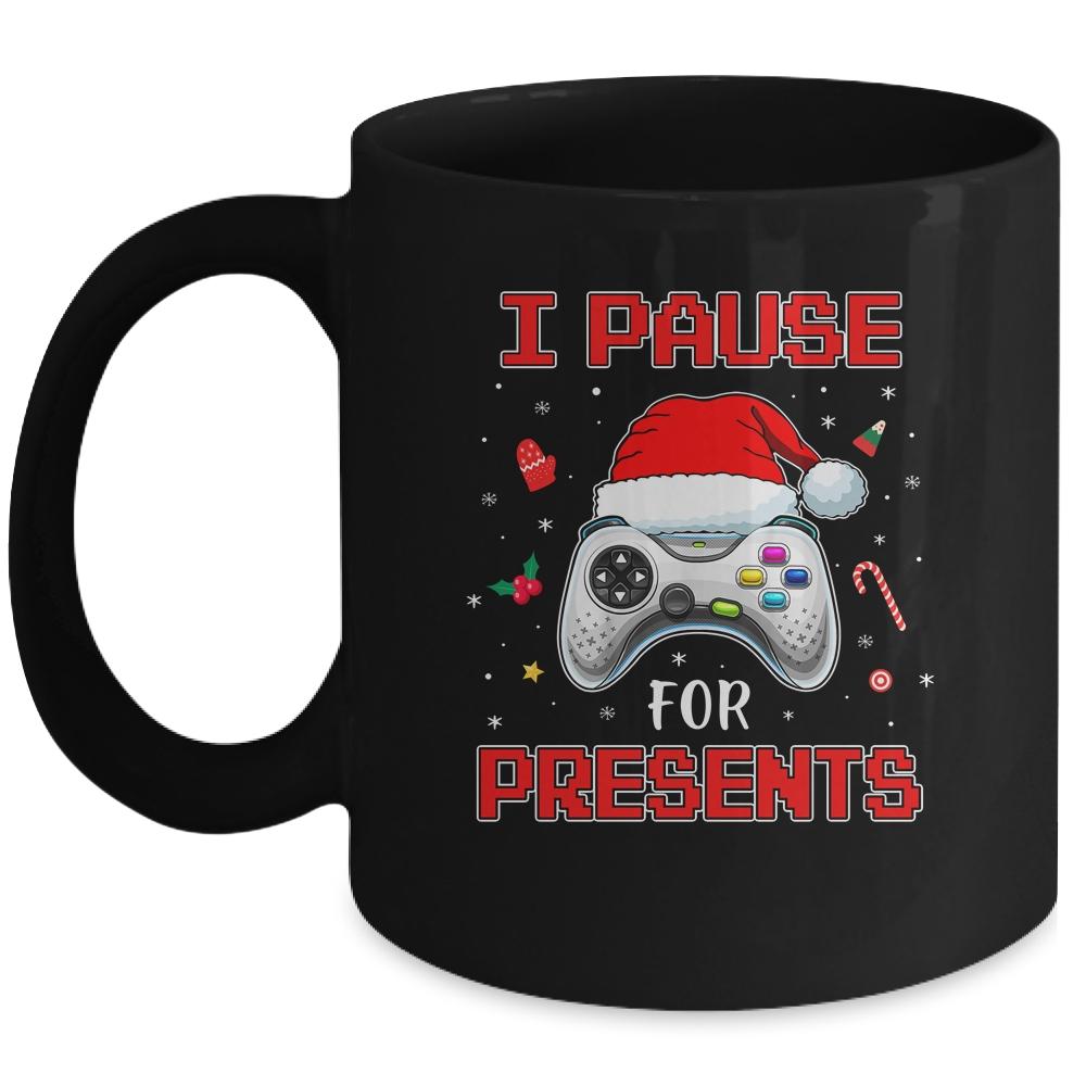 Funny Christmas Gamer I Pause For Presents Gaming Gift Mug-Coffee Mug-Mug-Black