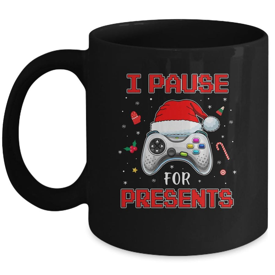 Funny Christmas Gamer I Pause For Presents Gaming Gift Mug-Coffee Mug-Mug-Black