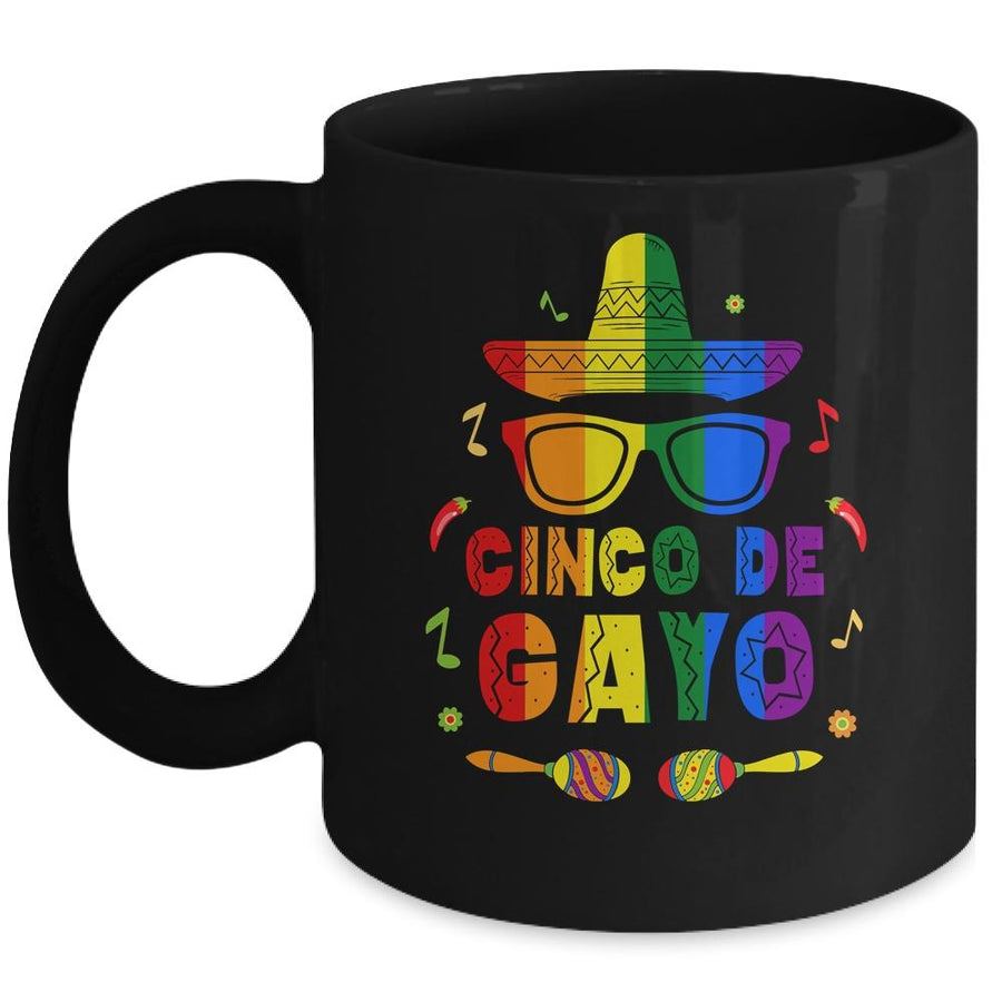 Funny Cinco De Gayo LGBT Gay Pride Flag Mug-Coffee Mug-Mug-Black