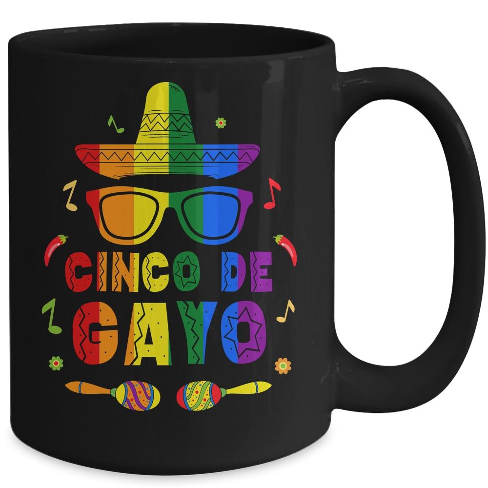 Funny Cinco De Gayo LGBT Gay Pride Flag Mug-Coffee Mug-
