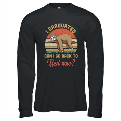 Funny Class Of 2021 Sloth Graduation Can I Go Back To Bed-T-Shirt & Hoodie-Long Sleeve T-Shirt-Black