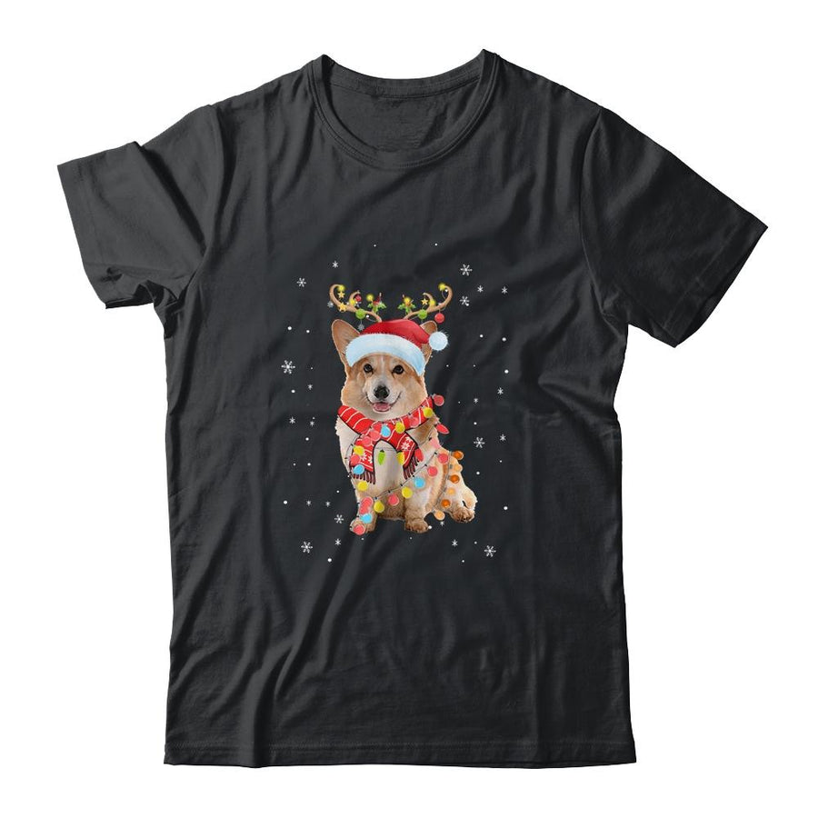 Funny Corgi Christmas Tree Santa Reindeer Pajamas-T-Shirt & Sweatshirt-Classic T-Shirt-Black