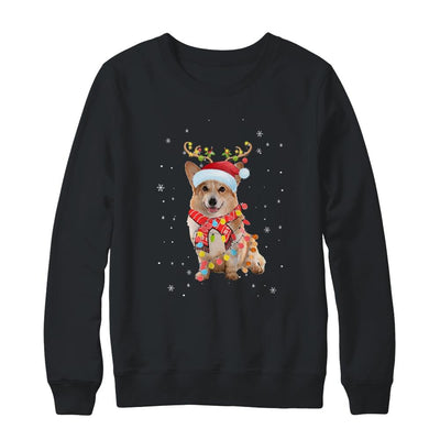 Funny Corgi Christmas Tree Santa Reindeer Pajamas-T-Shirt & Sweatshirt-Crewneck Sweatshirt-Black