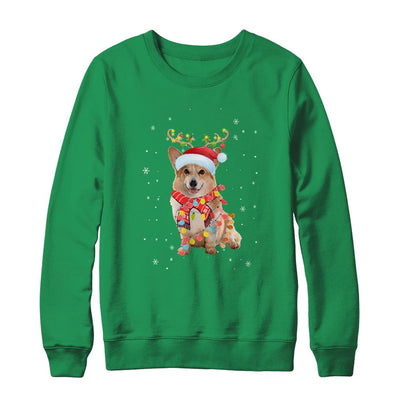 Funny Corgi Christmas Tree Santa Reindeer Pajamas-T-Shirt & Sweatshirt-Crewneck Sweatshirt-Irish Green