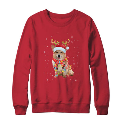 Funny Corgi Christmas Tree Santa Reindeer Pajamas-T-Shirt & Sweatshirt-Crewneck Sweatshirt-Red