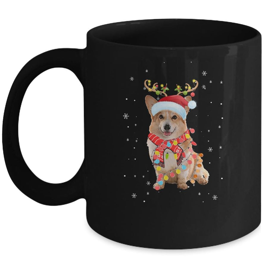 Funny Corgi Christmas Tree Santa Reindeer Pajamas Mug-Coffee Mug-Mug-Black