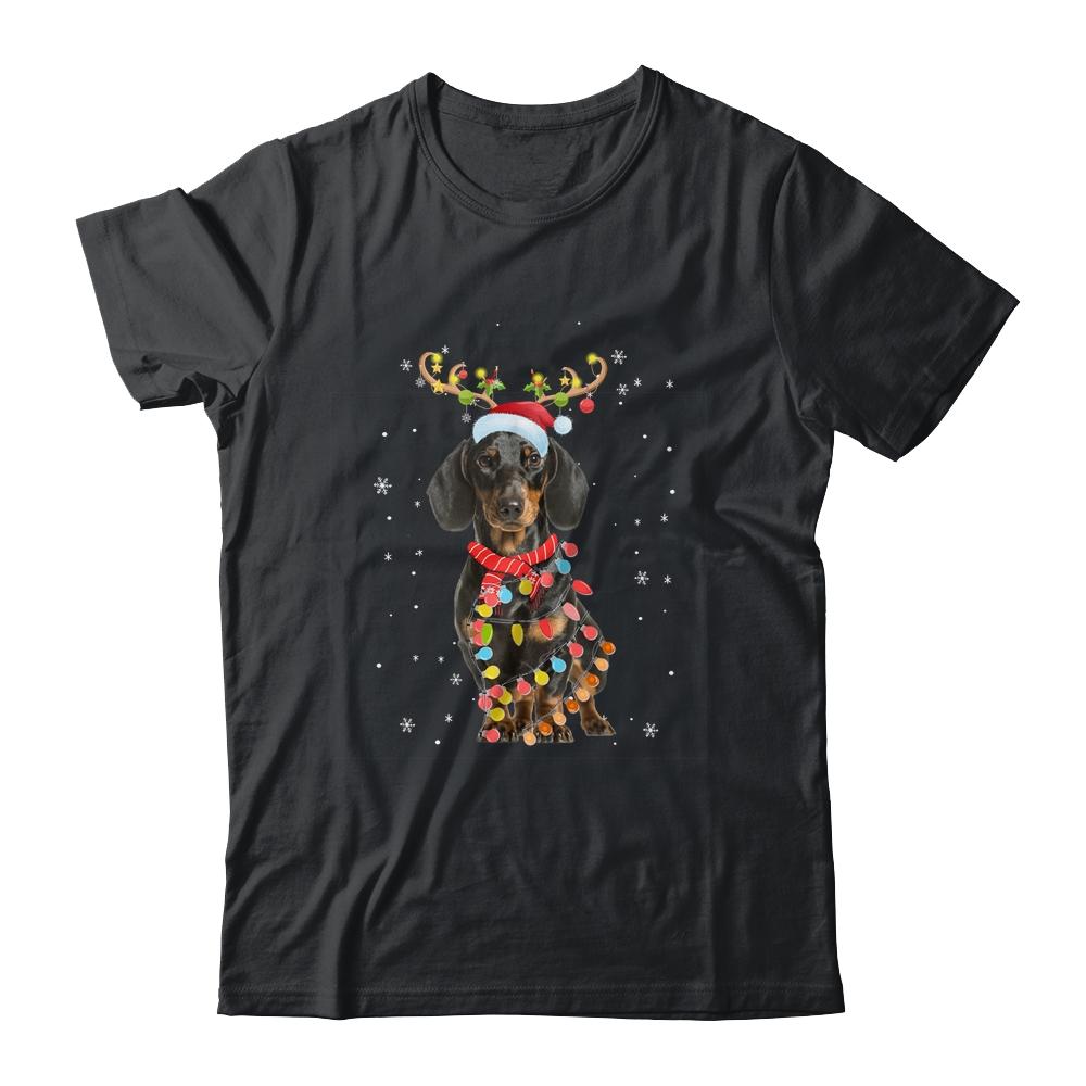 Funny Dachshund Christmas Tree Santa Reindeer Pajamas