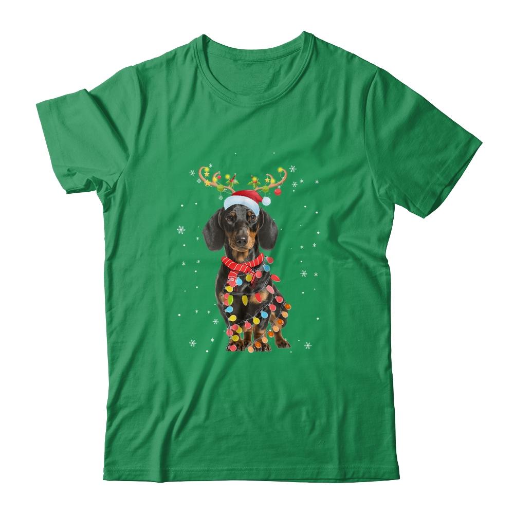 Funny Dachshund Christmas Tree Santa Reindeer Pajamas-T-Shirt & Sweatshirt-Classic T-Shirt-Irish Green