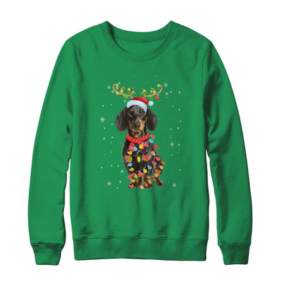 Funny Dachshund Christmas Tree Santa Reindeer Pajamas-T-Shirt & Sweatshirt-Crewneck Sweatshirt-Irish Green
