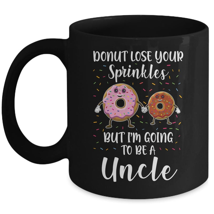 Funny Donut I'm Going To Be An Uncle Baby Announcement Mug-Coffee Mug-Mug-Black