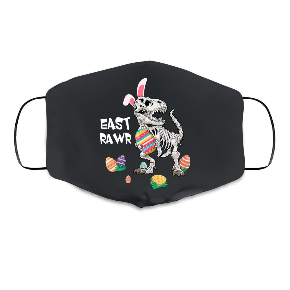 Funny Eastrawr T Rex Dinosaur Easter Day Boy Men Cloth Face Mask-Cloth Face Mask-Cloth Face Mask-Black