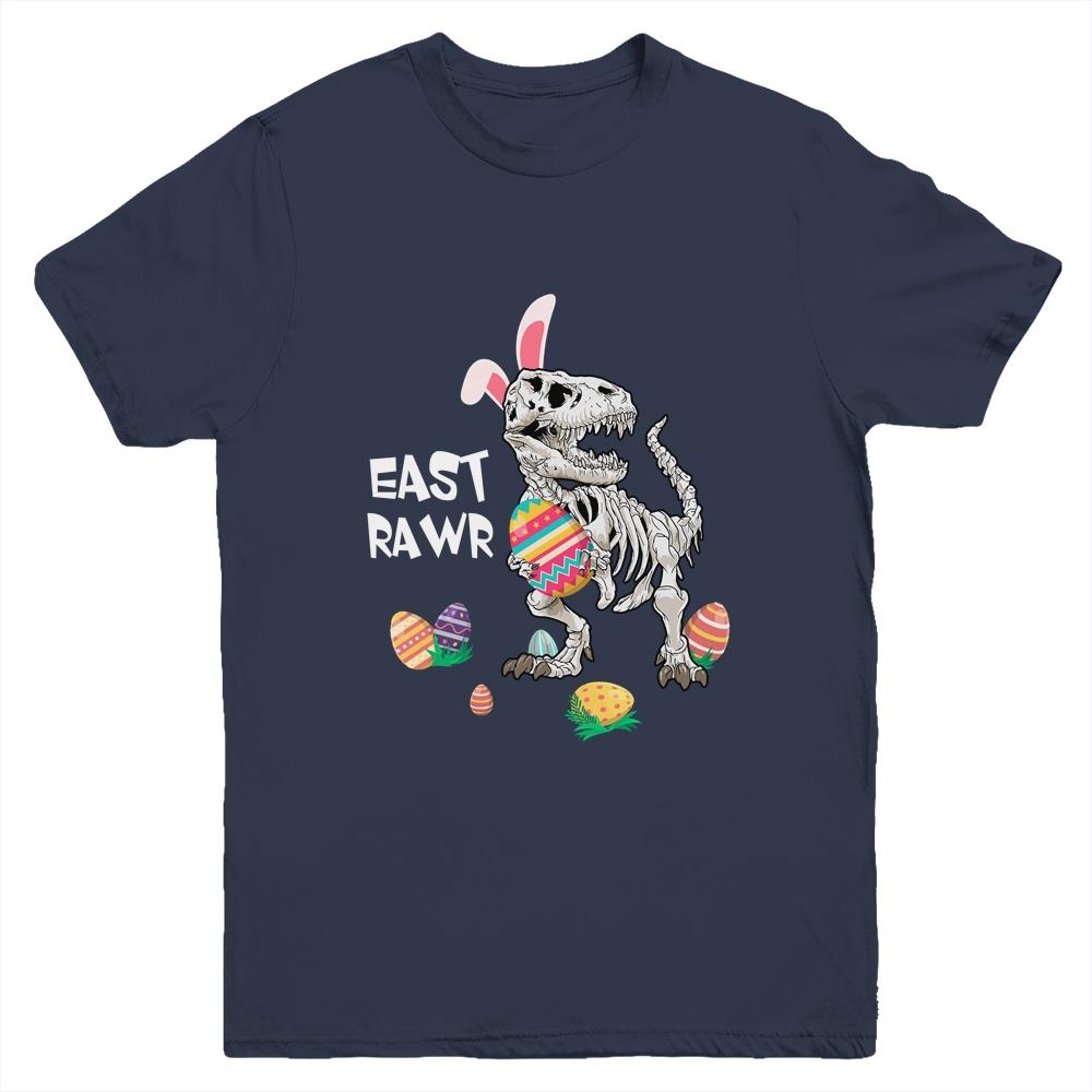 Funny Eastrawr T Rex Dinosaur Easter Day Boy Men Youth-Youth Shirt-Youth T-Shirt-Navy