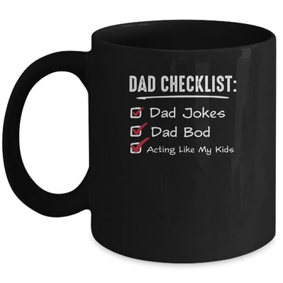 Funny Fathers Day Checklist Dad Jokes Dad Bod Mug-Coffee Mug-Mug-Black