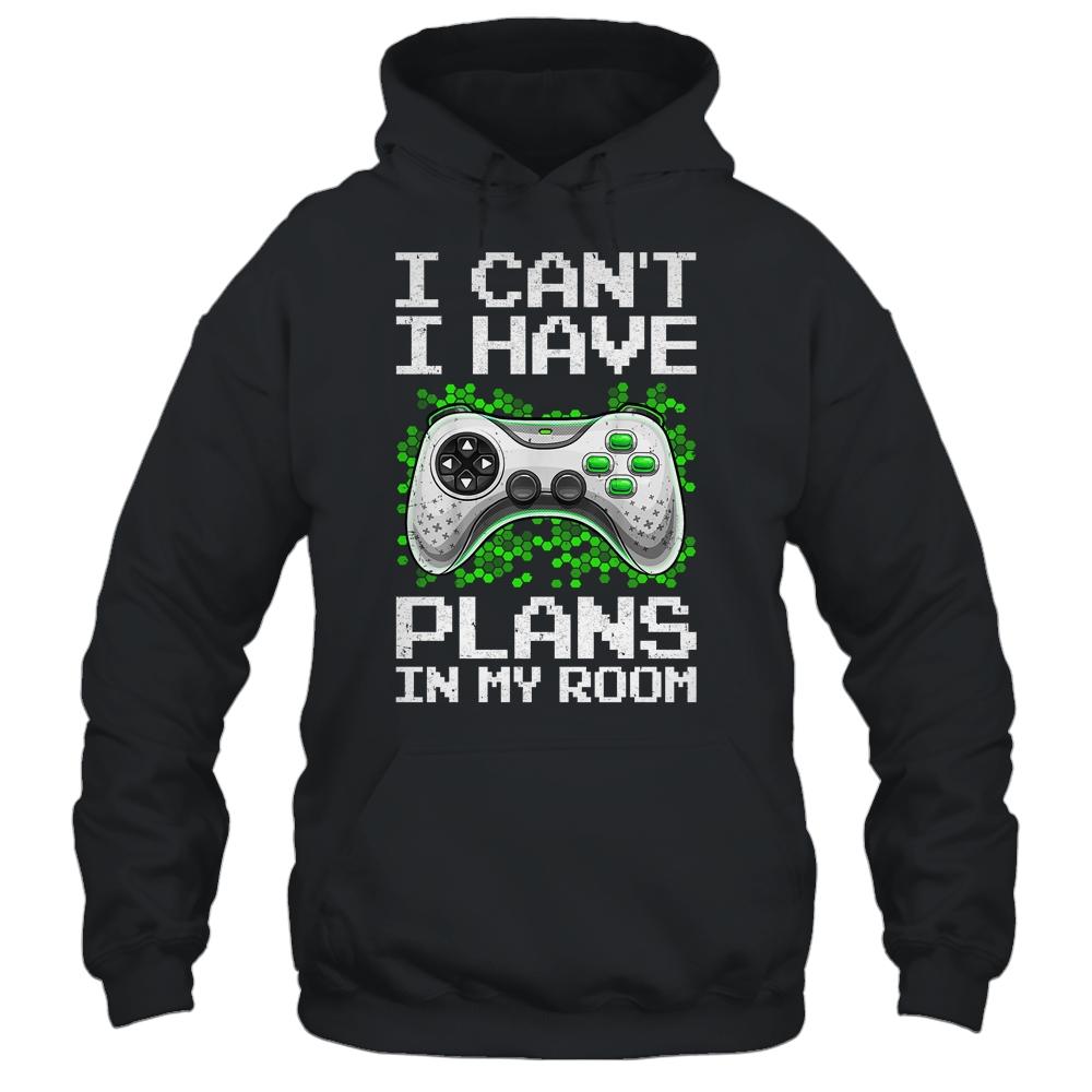 Funny Gamer Plans In My Room Video Games Gift Boys Teens Men-T-Shirt & Hoodie-Pullover Hoodie-Black