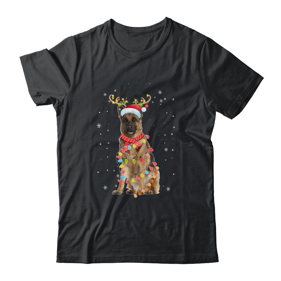 Funny German Shepherd Christmas Tree Santa Reindeer Pajamas-T-Shirt & Sweatshirt-Classic T-Shirt-Black