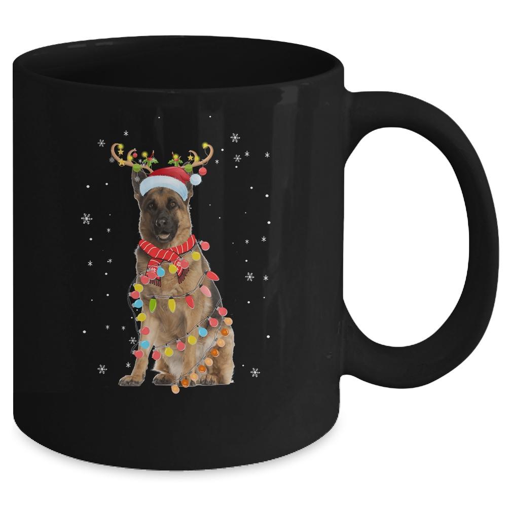Funny German Shepherd Christmas Tree Santa Reindeer Pajamas Mug-Coffee Mug-Mug-Black