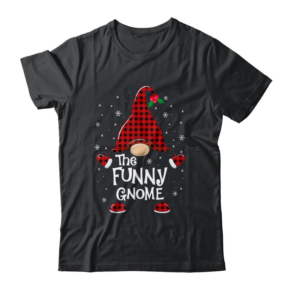 Funny Gnome Buffalo Plaid Matching Christmas Pajama Gift-T-Shirt & Sweatshirt-Classic T-Shirt-Black