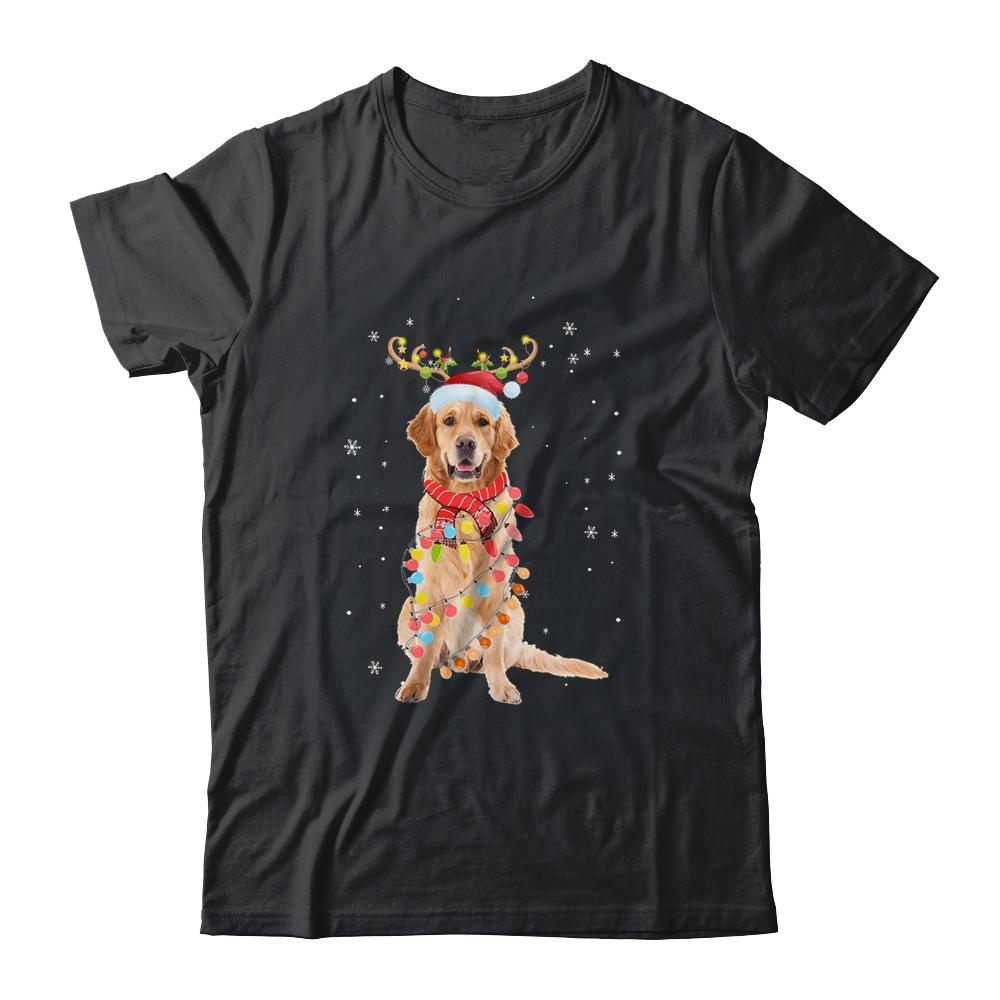 Funny Golden Retriever Christmas Tree Santa Reindeer Pajamas-T-Shirt & Sweatshirt-Classic T-Shirt-Black