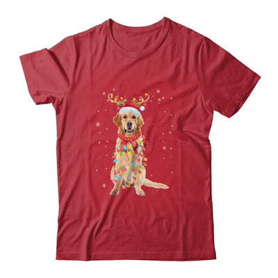 Funny Golden Retriever Christmas Tree Santa Reindeer Pajamas-T-Shirt & Sweatshirt-Classic T-Shirt-Red