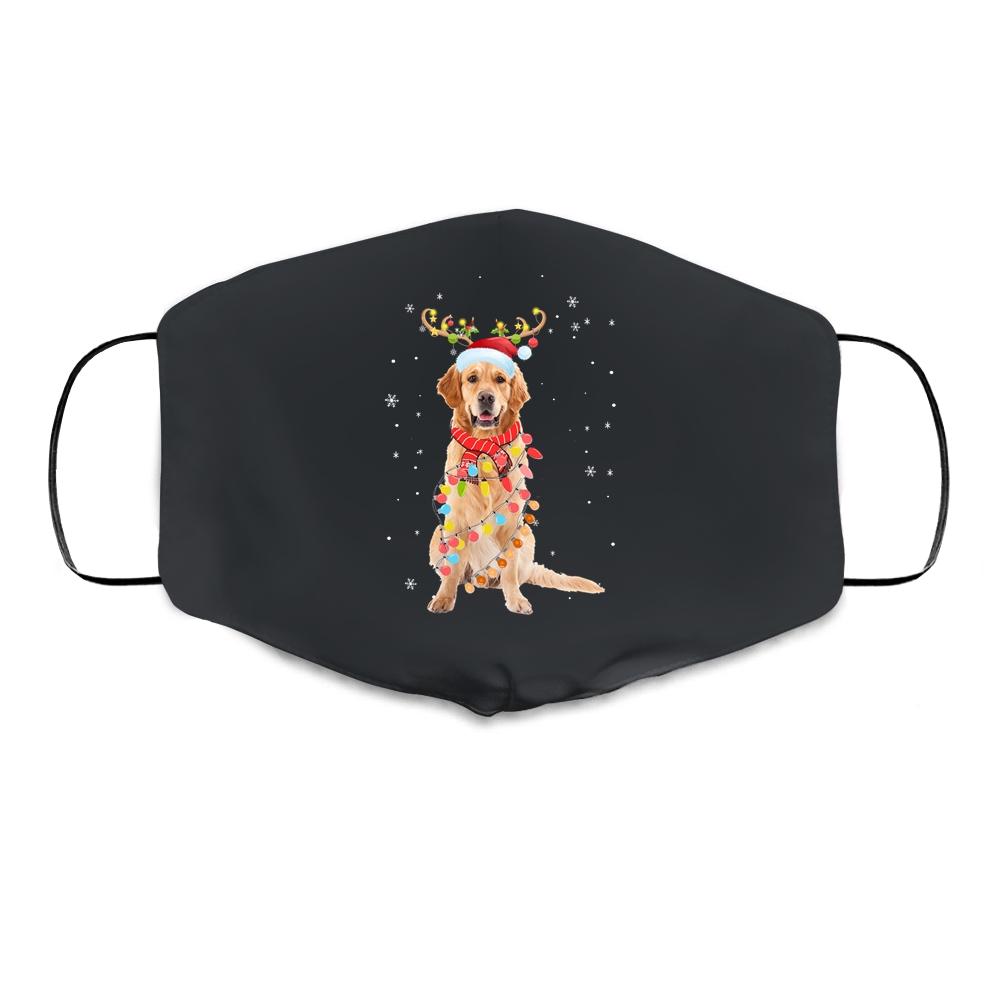 Funny Golden Retriever Christmas Tree Santa Reindeer Pajamas Cloth Face Mask