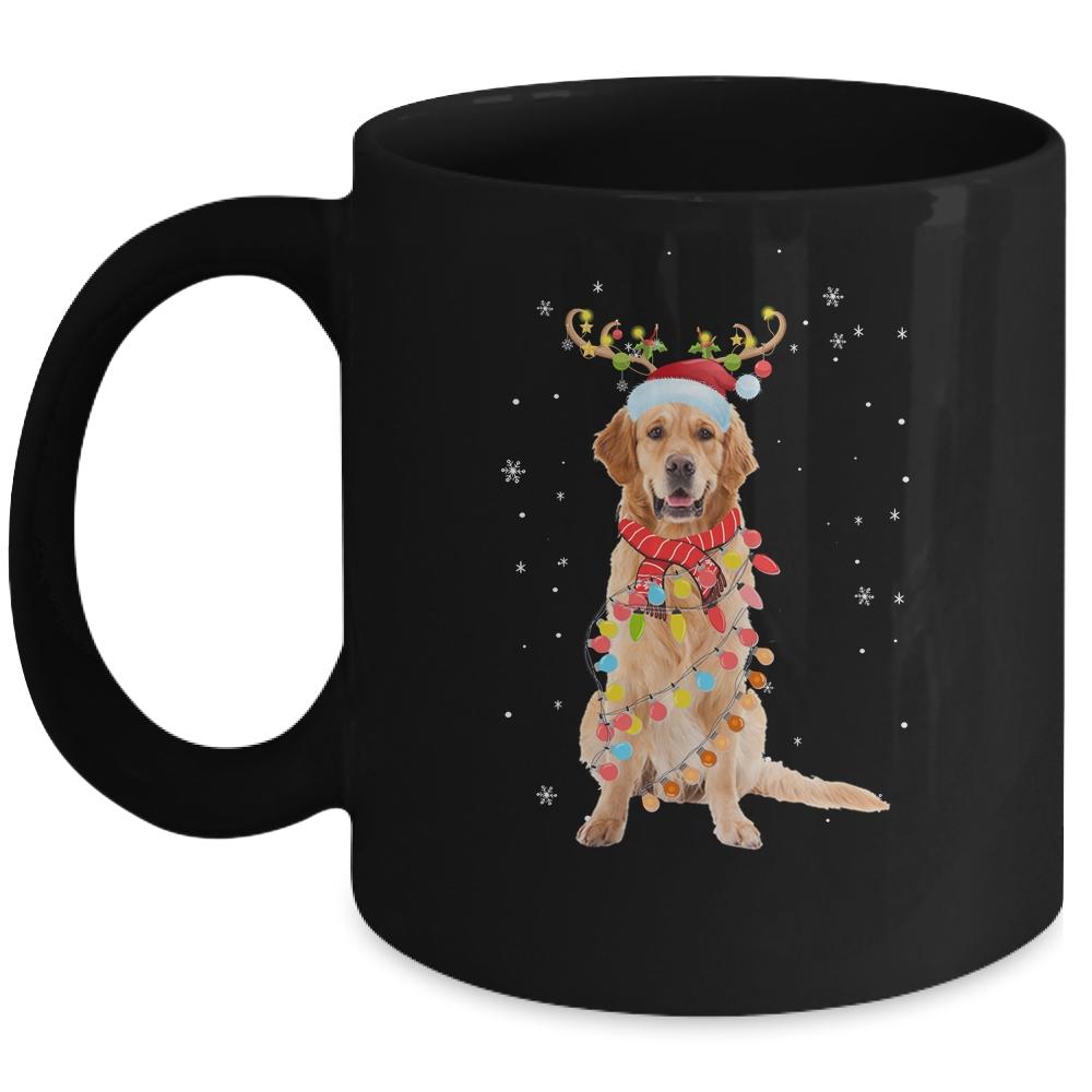 Funny Golden Retriever Christmas Tree Santa Reindeer Pajamas Mug-Coffee Mug-Mug-Black