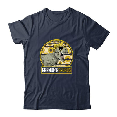 Funny Grandma Saurus Sunflower Dinosaur Grandma T Rex-T-Shirt & Tank Top-Classic T-Shirt-Navy