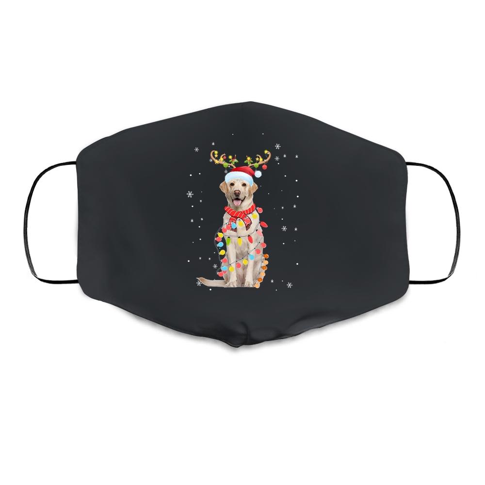 Funny Labrador Christmas Tree Santa Reindeer Pajamas Cloth Face Mask-Cloth Face Mask-Cloth Face Mask-Black