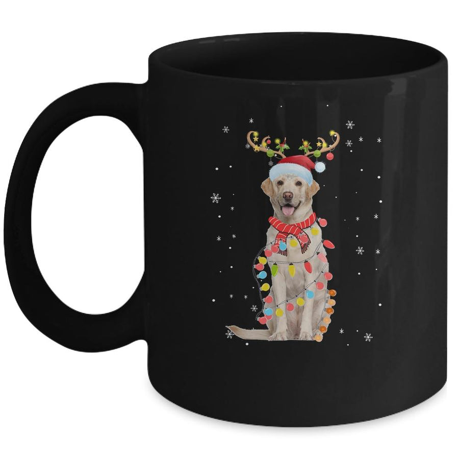 Funny Labrador Christmas Tree Santa Reindeer Pajamas Mug-Coffee Mug-Mug-Black