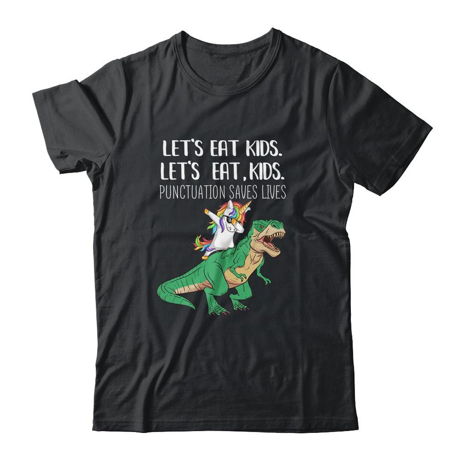 Funny Lets Eat Kids Punctuation Saves Lives Grammar School-T-Shirt & Tank Top-Classic T-Shirt-Black