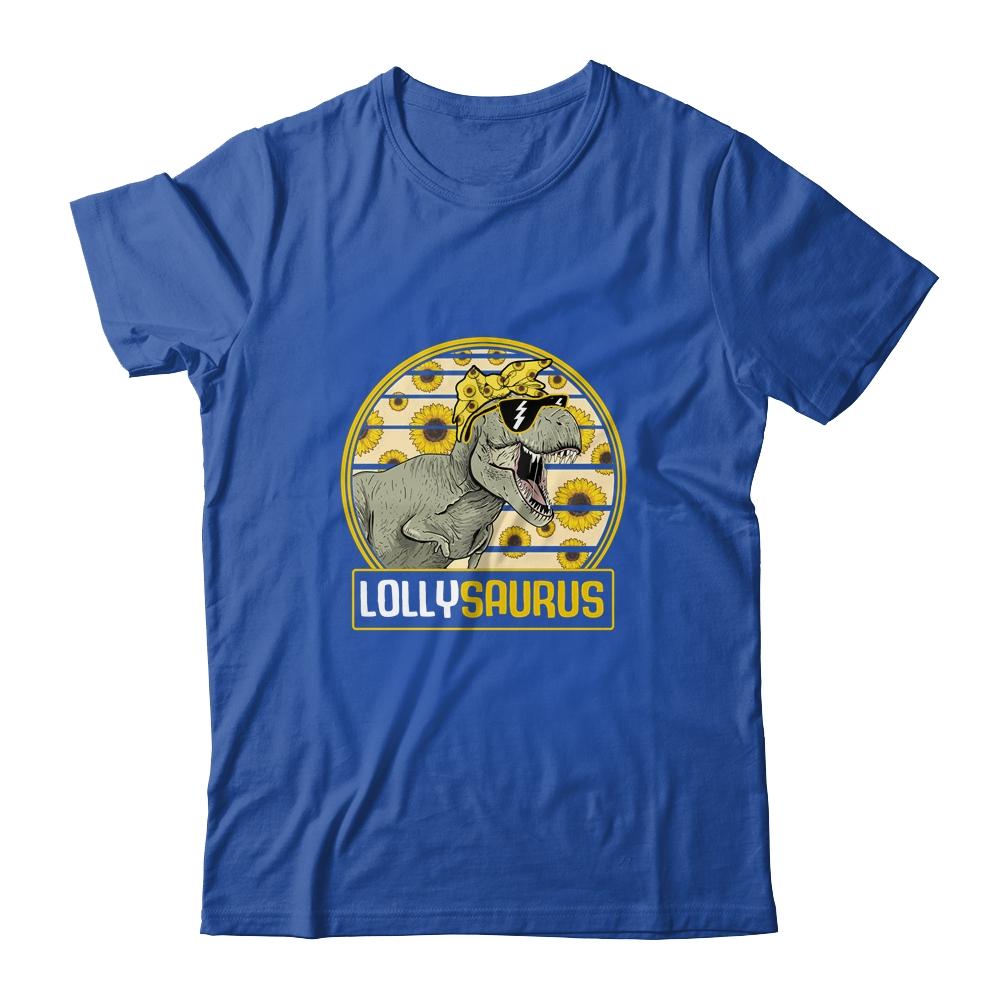 Funny Lolly Saurus Sunflower Dinosaur Grandma T Rex-T-Shirt & Tank Top-Classic T-Shirt-Royal